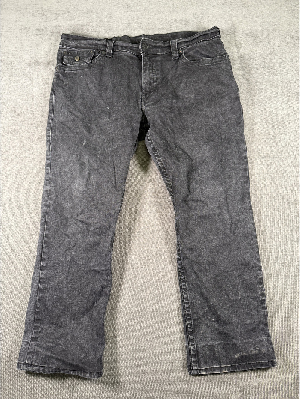 True Religion Ricky Relaxed Straight Black Jeans Size 36